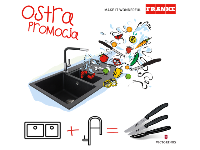 Promocja - Zlewozmywak i bateria kuchenna Franke plus noże kuchenne